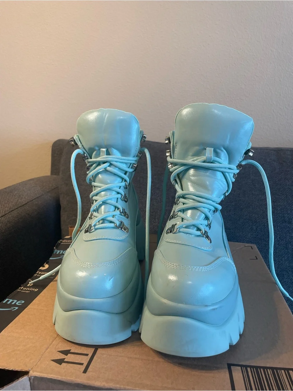 Koi Footwear Chunky Platform Women's Boots - Light Blue
